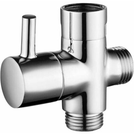 1-osainen messinkinen suihkuventtiili T-sovittimella, G1/2" suihkuvarsi 3-tiehaaraventtiili, universaali 3-tie, messinki kromipinnoite, keittiöön ja 