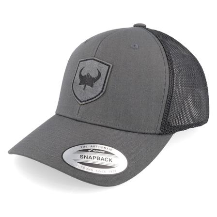 Vikings - Grå trucker Keps - Viking Horned Helmet Charcoal/Black Trucker @ Hatstore