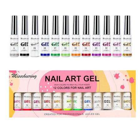 12 Färger Gel Nagellack Set för DIY Nagelkonst Målning Manikyr Verktyg Linje Ritning Gel