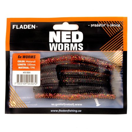 Fladen NED worm 6p 10cm Motoroil