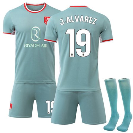 24-25 Atlético Madrid Udebane NO.19 J.ALVAREZ Trøjer Børn Voksen Fodboldudstyr med Sokker