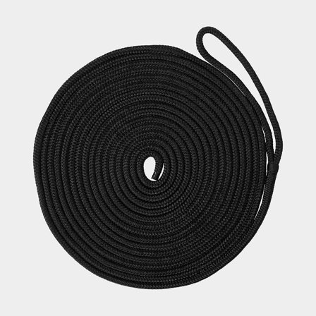 Landvast met gesplitste lus Robline Vinga, dubbelgevlochten polyester, Ø12 mm, 12 meter, zwart