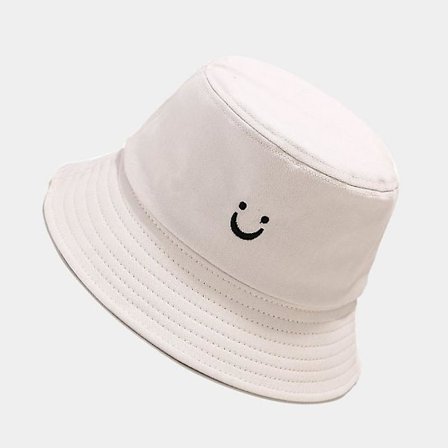 Bucket Hat Unisex 100% Bomull Smiley Ansiktsbroderi Reversibel Hatt Reisebøtte Strand Solhatt Utendørs Caps