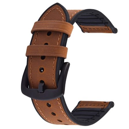 22mm Urrem, Læder og Silikon Smartwatch Rem