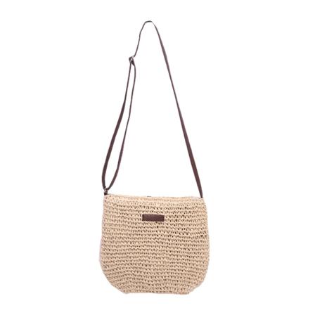 Sommer Halm Crossbody Taske Damer Strand Ferie Vævning Skulder Håndtaske Punge Beige 0.21