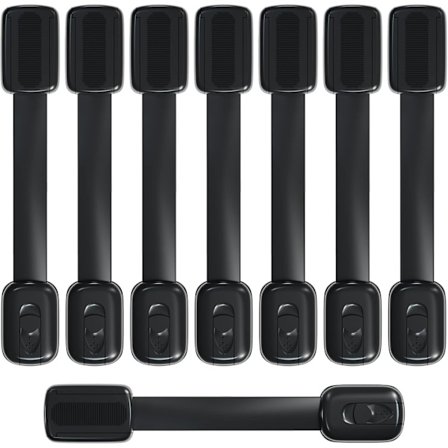(Svart) 8-pakning barnesikre skaplåser, justerbare barnesikre skaplåser