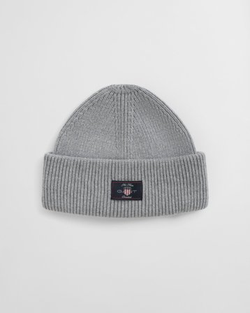 GANT Herren Gerippte Beanie aus Baumwollgemisch (ONE SIZE) Grau