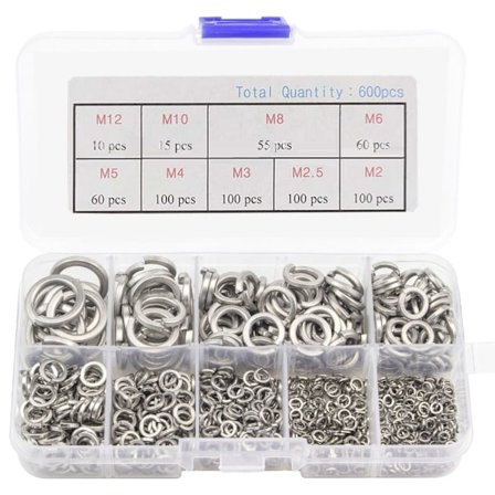 600 stk Spring Lock Skive Låseskiver Sortimentssæt