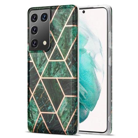 Samsung Galaxy S21 Ultra - Geometriskt Marmor Skal - Grön Green Grön