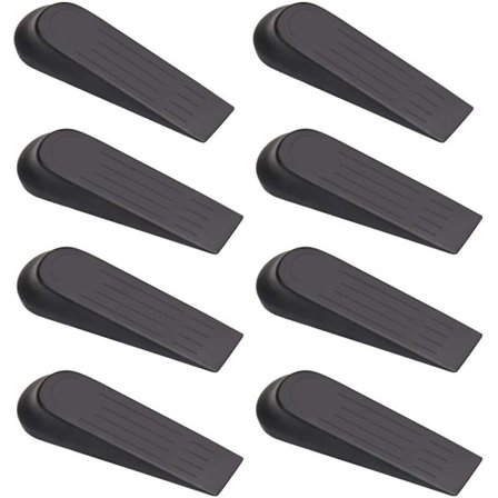 8 stk gulvstoppere, sklisikre dørstoppere i plast med justerbar høyde for støyreduksjon, forhindrer plutselig lukking, beskytter veggen (svart)