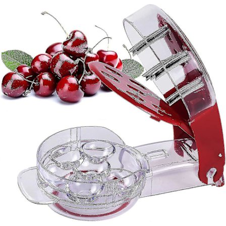 Körsbärsurkärnare, rostfritt stål, flera körsbärskärnborttagare, maskin med kärnor och juicebehållare 6 körsbär (röd)