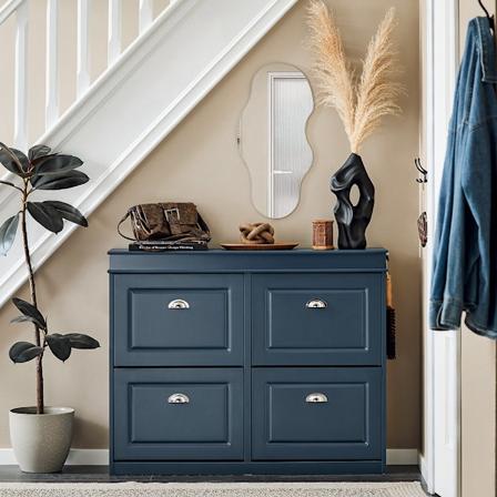 SoBuy Skoskåp 4 fack Hallmöbler FSR79-B Blue L104*B24*H83cm