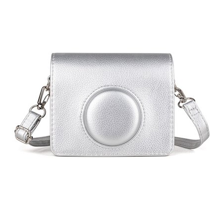 Fodral - För Instax Mini Evo Spegellös Kamera, PU-Läder Med Axelrem (Silver)