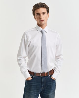 GANT - Slim fit satengskjorte til herre white