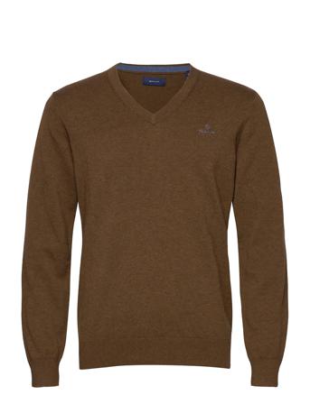 Classic Cotton V-Neck Strikket Trøje V-hals Brun GANT