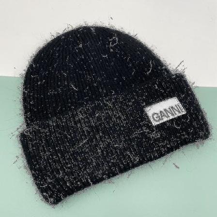 Strikket lue for menn og kvinner - Ganni - Vinter - Varm - Mansjett - Strikket - Stretch - Beanie - Lue black