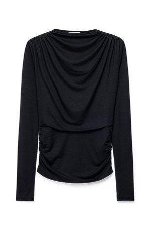 NA-KD Draped Long Sleeve Jersey Top - Langærmede t-shirts - Sort - M