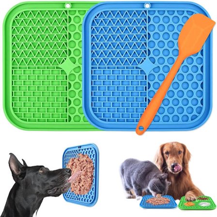 Slikkemåtte til Hund - 2 Stykker - Slikkemåtte til Hund med Sugekop - Hundelegetøj - Hundefodermåtte - Langsom Foderautomat til Hund - Slikkemåtte til