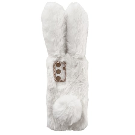 SKALO Samsung S24 3D Soft Furry Bunny Ears Suojakuori - Valkoinen