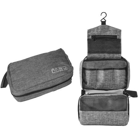 Hengende toalettmappe for menn - Med krok - Grå grå