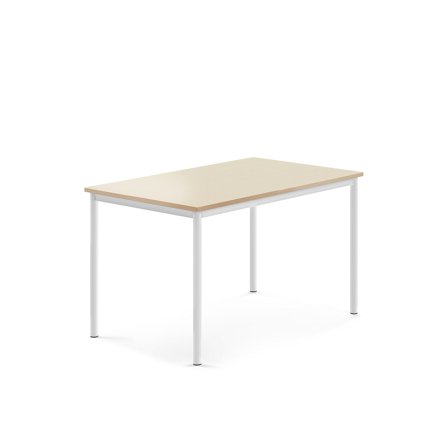 Tisch SONITUS, 1200x800x720 mm, Hochdrucklaminat Birke, weiß