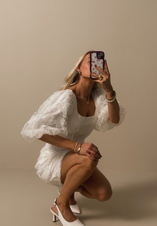 Bubbleroom Occasion-Puff Sleeve Embroidered Dress-32