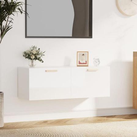 Vidaxl Väggskåp Vit Högglans 100x36,5x35 Cm Konstruerat Trä Vit