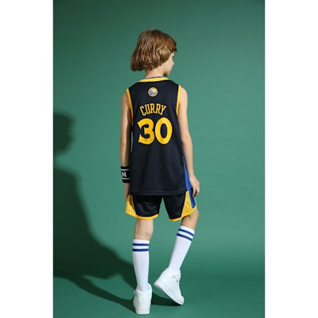 Stephen Curry No.30 Basketballtrøje Sæt Warriors Uniform til børn teenagere Sort V.