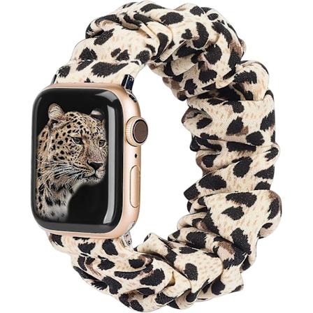 Kompatibel med Apple Watch Armbånd Scrunchies 38mm 40mm 41mm Klud Blød Mønster Trykt Stof Armbånd Kvinder Rosenguld Iwatch Sød Elastisk Scrunchy Ban