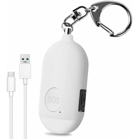 130 DB Personlig Nødalarm, Genopladelig Sikkerhedsalarm med LED Lommelygte Fakkel Anti-Overfaldsalarm, til Kvinder Børn Ældre Eventyrer - W