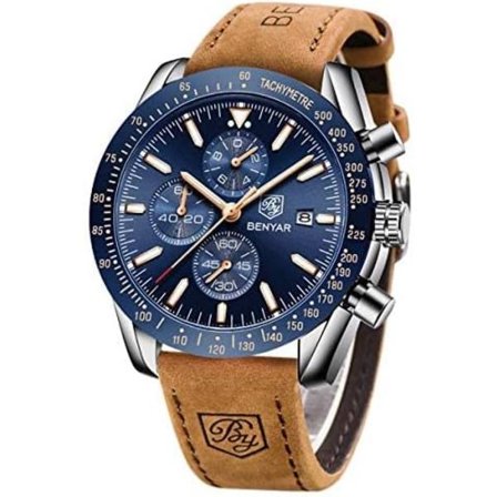 BENYAR Herreklokke Vanntett Kronograf Kvartsbevegelse Lumino
