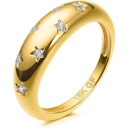 Kraftiga guldpläterade ringar för kvinnor - Trendiga kubiska zirkonium 14k guld fyllda stapelbara ringar