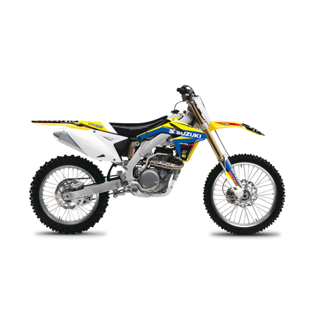 Kit Adesivi Completo Blackbird Dream 4 con Coprisella Giallo-Blu-Nero - Suzuki RM-Z 450 2008-2017