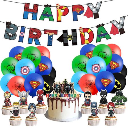 Födelsedagsfest Bakgrund Banner Latex Ballong Avengers Tema