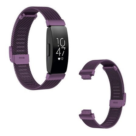 Fitbit Inspire / Inspire HR / Ace 2 rustfrit stål Urrem - Mørkelilla / Small