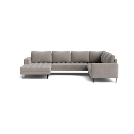 Rouge U-Form Sofa, links in Ronda Hellgrau, minimalistisches Design für hohen Komfort, Wohnlandschaft mit Metallfüßen, Breite 89cm