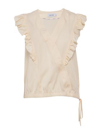 V-Nk Frill Trim Top Cream Calvin Klein