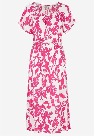 Cellbes of Sweden - Kjole i viskosekrepp i cerise / mønstret for damer i størrelse 50/52