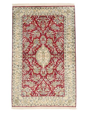 Anudada A Mano Cachemira Pura De Seda Alfombra 96X152 De Seda Beige/Marrón Pequeño