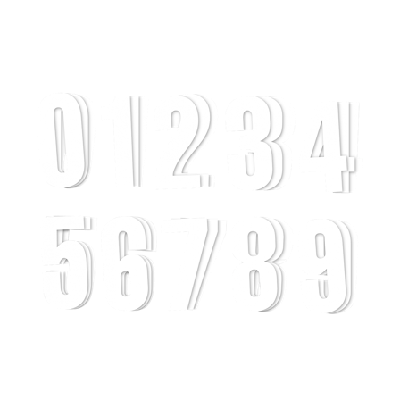 Pack de Adhesivos 0-9 Blackbird PVC 13x7 cm x3 Blanco