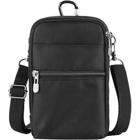 Messenger bag för män, fritidsresor liten svart axelväska wat