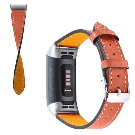 Fitbit Charge 4 / 3 genuine leather watch band - Orange
