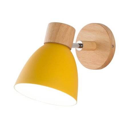 Retro indendørs væglampe justerbar væglampe træ metal vægspot lys til køkkenø bar cafe gul