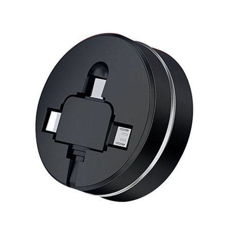 Multi Ladningskabel, 3 i 1 Retractable USB-kabel med Sort