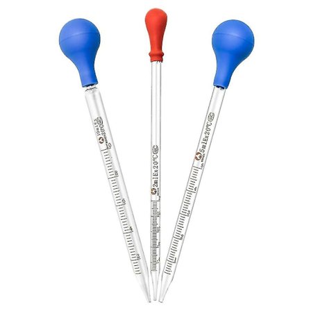 3 st 10 ml, 5 ml, 2 ml Glasgraderade Pipetter Överföringsdroppar