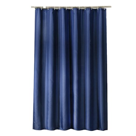 Mørkeblåt vandtæt polyester bruseforhæng med kroge, moderne design til hjemme- og hotelbadeværelse