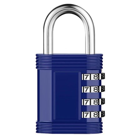 Kombinasjonslås 4 siffer, skaplåser for treningsstudio (blå), skoleskap, skap, lås med tallkode. Værbestandig for dør, skur, gjerde, hengelås