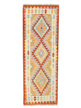 Ruční Tkaní Kelim Afghán Old Style Koberec 74X204 Vlněný Žlutá/Hnědá Malý