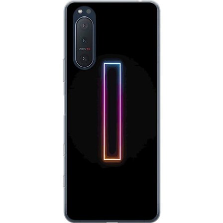Kompatibel Mobilcover til Sony Sony Xperia 5 II Minimalistisk neonbogstav I i regnbuefarver mod mørk baggrund