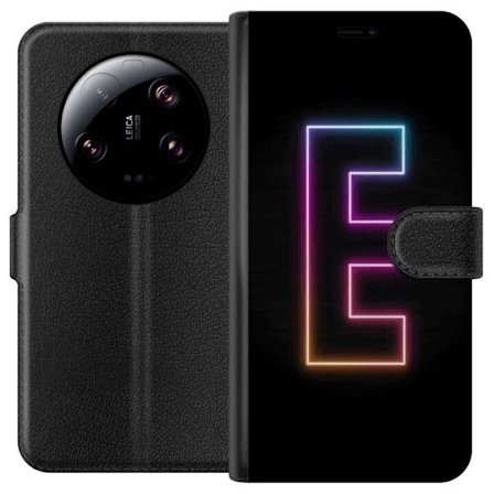 Kompatibel Tegnebogsetui til Xiaomi Xiaomi 13 Ultra Minimalistisk neonbogstav E i lyse farver mod mørk baggrund i moderne og stilren design